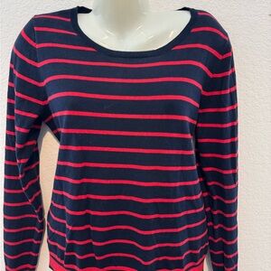 J.Crew Mercantile Striped Navy and Red Women's Top